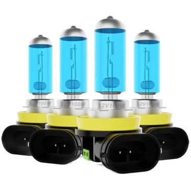 Imagem de DMEPUGI Lâmpadas de farol adequadas para Chevy Malibu 2006-2012, H11 H11 Combo de feixe alto e baixo, lâmpada branca super brilhante 5500K lâmpadas de halogêneo de alto desempenho, 4 peças