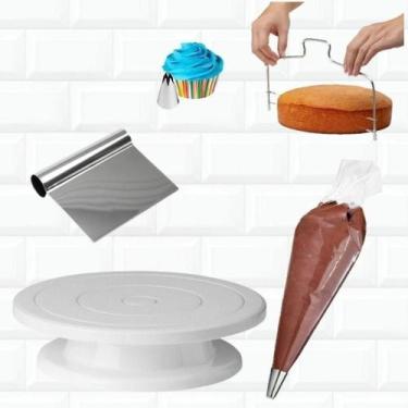 Imagem de Kit Bailarina Giratoria + Espatula Tubular Nivelador De Bolo - Isamar