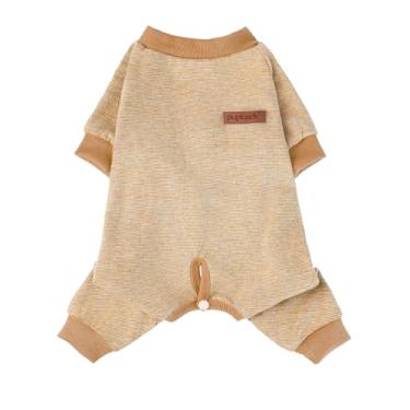 Imagem de PUPTECK Pijama de cachorro para cães pequenos, médios e grandes, macacão elástico para cães, macacões de lã macia, macacão para animais de estimação, bege SM