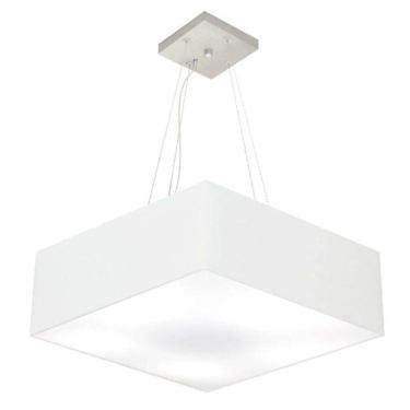 Imagem de Lustre Pendente Quadrado Vivare Md-4198 Cúpula Em Tecido 15/60x60cm - Bivolt Branco 127/220v