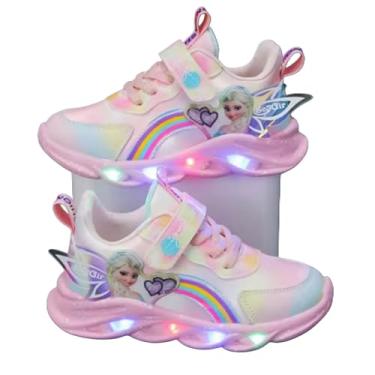 Imagem de Tênis Infantil Menina Luz de LED Rosa com Estampa Princesa – Disponível do 22 ao 35 | Após a compra, enviar mensagem com o número desejado ao vendedor