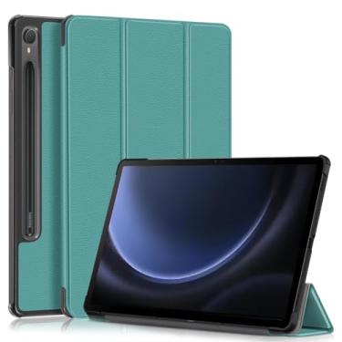 Imagem de Gylint Capa para Samsung Galaxy Tab S10 Lite / S10 FE / S9 FE 10,9 polegadas, capa dobrável de couro PU ultrafina, suporta carregamento S Pen, despertar/hibernar automático verde