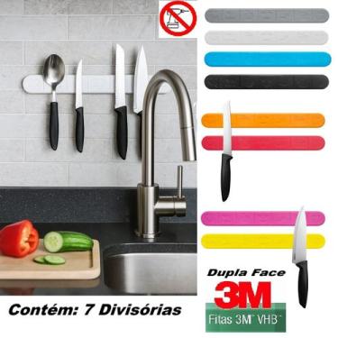 Imagem de Barra Magnética Para Facas Utensílios Decorada Fixação 3M Diversas Cor