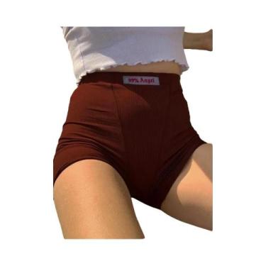 Imagem de Shorts Biker Feminino Branco e Preto - Cintura Alta, Malha com Nervura