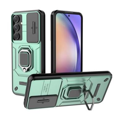 Imagem de SORAKA Capa para Samsung Galaxy A55 5G com suporte e tampa deslizante para câmera Capa Samsung Galaxy A55 5G com placa de metal para suporte magnético para carro Capa de camada dupla em PC e TPU