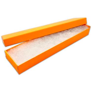 Imagem de TheDisplayGuys – Pacote com 25 caixas de joias de papel kraft #82 com enchimento de algodão – calêndula (20,32 cm x 5,32 cm x 3,81 cm) – Presente, envio, varejo