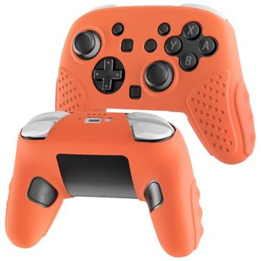 Imagem de PAWDIARY Capa de silicone macio 2025 compatível com controle Nintendo Switch 2 Pro, capa protetora antiderrapante para controle Switch 2 Pro, design ergonômico de alça confortável - laranja