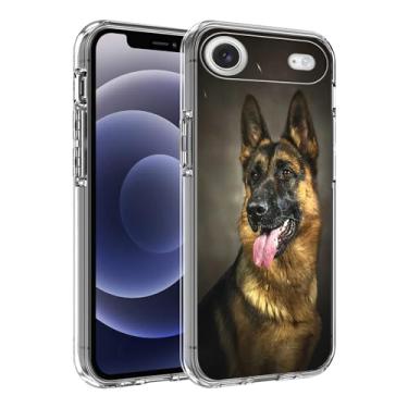 Imagem de HONGZAOQIYE Capa compatível com iPhone Air, Mighty Loyal Dog Pastor Alemão Pastor Alemão Macio TPU Moda Legal Slim À Prova de Choque Capas para Telefone Transparente para Mulheres e Meninas