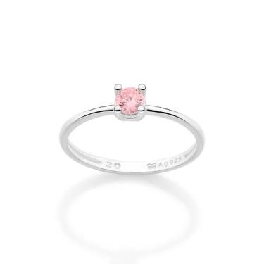 Imagem de Anel Solitário Prata Maciça 925 com Zircônia Rommanel 810364, 22, Rosa