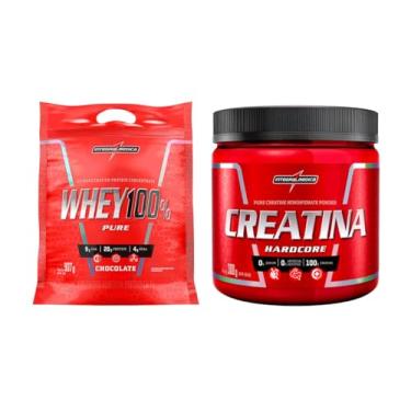 Imagem de Kit Whey Protein 100% 900gr Refil + Creatina 300g Integralmedica (900, Chocolate)