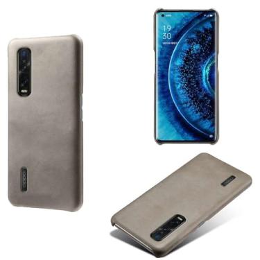 Imagem de Capa para OPPO Find X2 Pro,Proteção contra quedas,Casca de volta de cor sólida simples,Design de couro de imitação de plástico-Gray