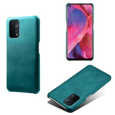Imagem de Capa para OPPO A74 5G,Proteção contra quedas,Casca de volta de cor sólida simples,Design de couro de imitação de plástico-Green