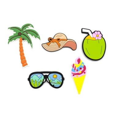 Imagem de HYB KUAJI Pacote com 5 pingentes de bolsa para sacolas - Acessórios de bolsa de praia personalizados DIY intercambiáveis para mulheres (praia)