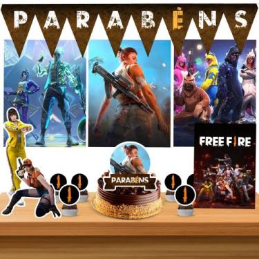 Imagem de Kit só um bolinho decoração Free Fire Aniversário festa em casa banner