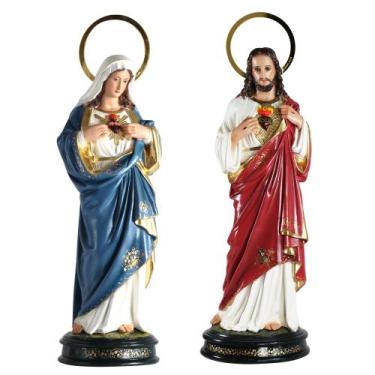 Imagem de Kit Imagem Sagrado Coração de Maria e Sagrado Coração de Jesus 30cm Ar