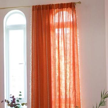 Imagem de Cortinas Deeprove: algodão, laranja, linho, 230 cm de comprimento, 1 p
