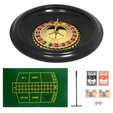 Imagem de Conjunto de jogos de roleta SODFAS Casino com 120 fichas e pôquer