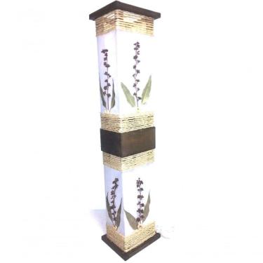 Imagem de Abajur De Chão Piso Rústico Corda Com Folhagens 1 Metro Altura Sala Quarto Madeira