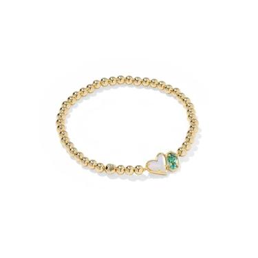 Imagem de Kendra Scott Pulseira elástica Ari Heart Emilie, joias modernas para mulheres, 6.5" Circumference, 0.7"L x 0.38"W Station, Latão Banhado a ouro Latão, Sem Pedra Preciosa