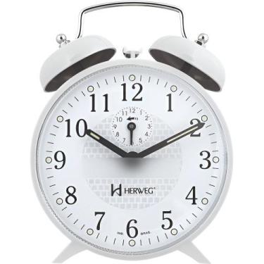 Imagem de Despertador a corda retro com sino Herweg Branco Mecânico