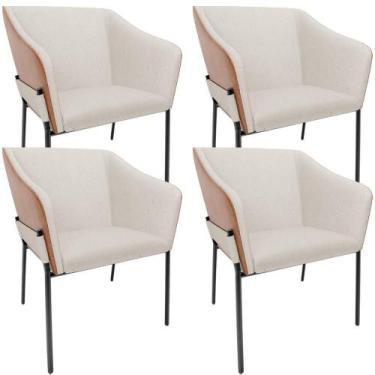 Imagem de Kit 4 Cadeiras Para Sala De Jantar Estar Living Olívia L02 Linho Cru m