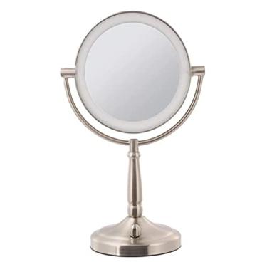 Imagem de AKALNNB Espelho de maquiagem LED espelho de maquiagem espelho de vaidade com luzes e armazenamento, tela t-button escurecimento espelho cosmético HD