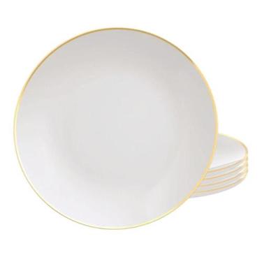 Imagem de Kit Jogo 4 Pratos Raso 28Cm Tramontina Anna Borda Dourada
