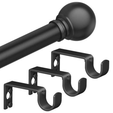 Imagem de Conjunto de barras de cortina Authandis Black 48-84 polegadas com supo