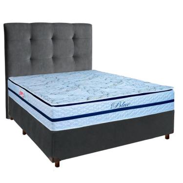 Imagem de Cama Box + Colchão Casal Molas Ensacadas Blue Paropas + Cabeceira Estofada
