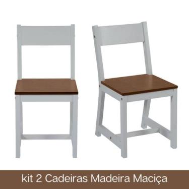 Imagem de Kit 2 Cadeiras de Jantar Madeira Maciça Veneza Branco - Belle House