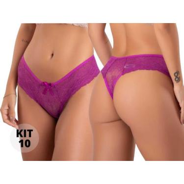 Imagem de Kit 10 Calcinhas Fio Dental De Renda Sensual lingerie Feminina sexy no