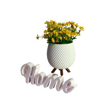 Imagem de Vaso Cachepot com Pezinho e Palavra Home Minimalista Sala Decoração para Plantinhas Cactus(Branco)
