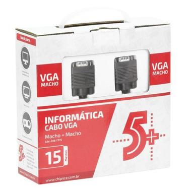 Imagem de Cabo vga macho + vga macho c/ filtro preto 15 metros 018-7715 - 5+