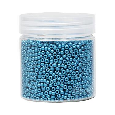 Imagem de BALABEAD Contas de semente de 3 mm cor azul fosco cerca de 4000 peças/110 gramas em caixa 8/0 contas de sementes de artesanato de vidro para fabricação de joias (azul fosco)