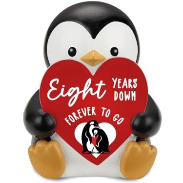 Imagem de Presente de decoração de aniversário de 8 anos Penguin Love para namorado ou namorada, 8º aniversário de casamento, mini presente fofo romântico pinguim para ele, seu marido, esposa juntos, lembrança