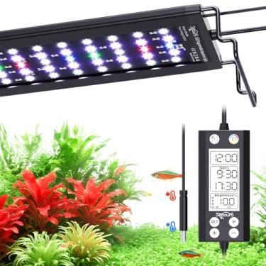 Imagem de SEAOURA Luminária LED para Aquário com Termômetro, 30-45cm Espectro Completo, Programável 24/7 + Memória, WRGB Personalizável, 20 Níveis de Brilho para Aquários de Água Doce