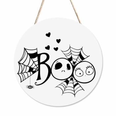 Imagem de Beabes Placa de guirlanda de boas-vindas para decoração de varanda de fazenda, doces ou travessuras, decoração sazonal de madeira, presente para pendurar