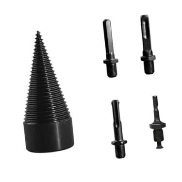 Imagem de Ｂｅｓｇａ Broca para rachar madeira com 4 parafusos de perfuração, cone removível, parafuso divisor de toras de alta velocidade, cone para furadeiras elétricas, 32mm