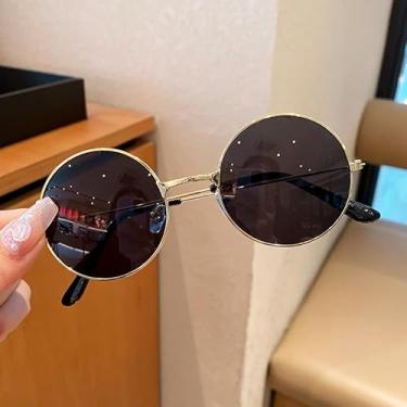 Imagem de Óculos de sol vintage com armação redonda, mosaico quadrado, feminino, masculino, pesca, lazer, dirigir, óculos de sol, Dourado