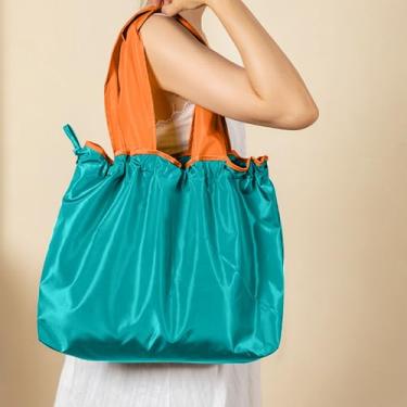 Imagem de Sacolas de compras reutilizáveis coloridas laváveis na máquina duráveis e leves (azul lago, grande)