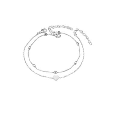 Imagem de 1 tornozeleira feminina prata dourada à prova d'água tornozeleira olho turco para mulheres coração banhado a ouro tornozeleira plus size, One Size, Liga de aço, Sem Pedra Preciosa