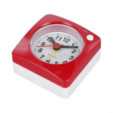 Imagem de Despertador, despertador de cabeceira silencioso com função de luz e soneca quadrado quartzo vermelho decoração de quarto e casa