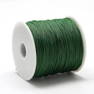 Imagem de 131,23 a 142,16 metros Fio de poliéster de 0,8 mm, cordão de trança, cordão de macramê para costura de couro, artesanato, pulseiras DIY verde