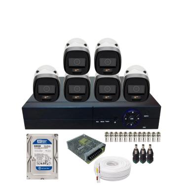 Imagem de Kit Vigilância 6 Câmeras Intelbras 1220b Full Color DVR 8 Canais Acompanha Hd