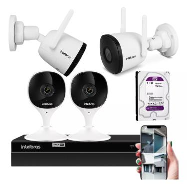 Imagem de Kit Câmeras Wifi Full Hd Intelbras 2 Internas E 2 Externas