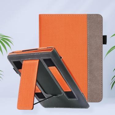 Imagem de Capa com suporte para Kindle Paperwhite 11ª Geração 2021 de 6,8 polegadas - Capa de livro de couro PU premium com alças de mão para despertar/hibernar automaticamente