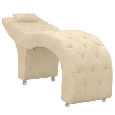 Imagem de Maca Estofada Capitone Julia Para Estetica Facial Sombrancelha E Cilios Suede Bege