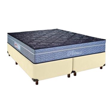 Imagem de Conjunto Cama Box Bege Queen + Colchão Molas Ensacadas Petrus Paropas