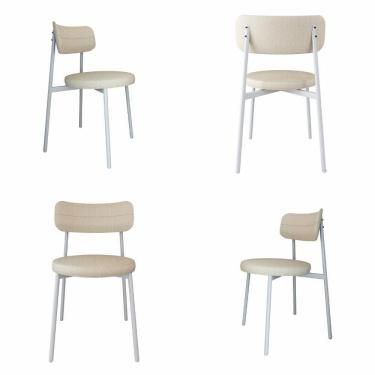 Imagem de 4 Unidades Cadeira Kyta Fixa C/4 Pés 50 X 44,7 X 83,8 Cm Pés Brancos. Corriente Areia Corriente Areia