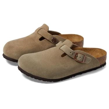 Imagem de Birkenstock Sandália feminina de camurça Boston (infantil/criança pequena), Cinzento-acastan, 11-11.5 Narrow Little Kid